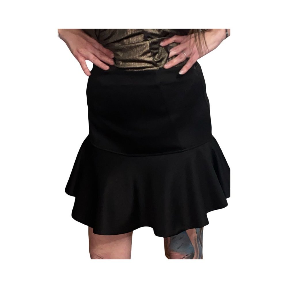 Sz.L*Marilyn Monroe*Black Shiny Mini Skirt--Side Zipper